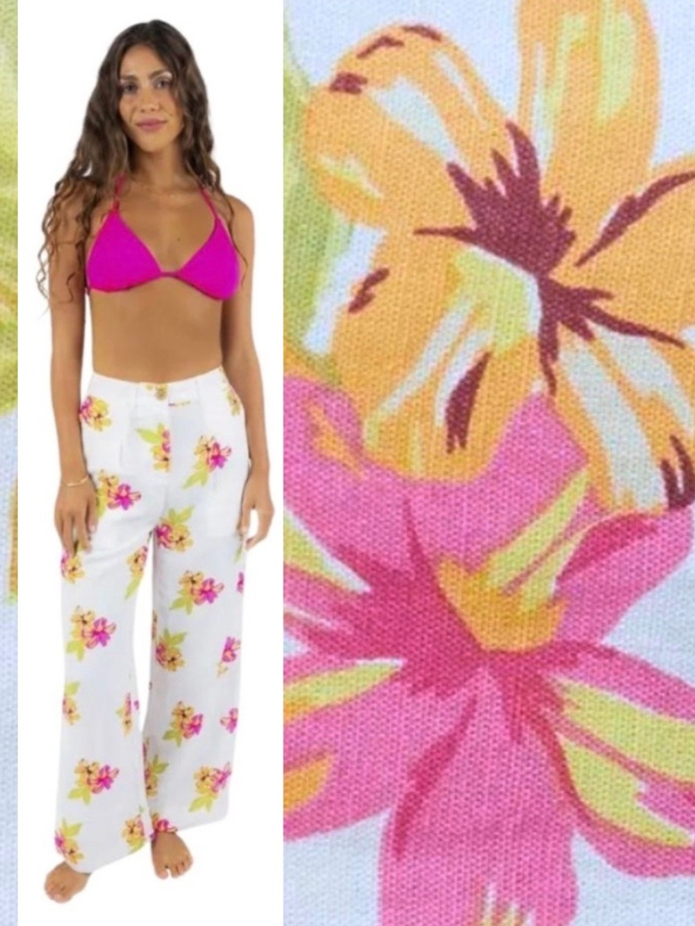 Rip Curl Floral Linen Pants Cabana Trouser